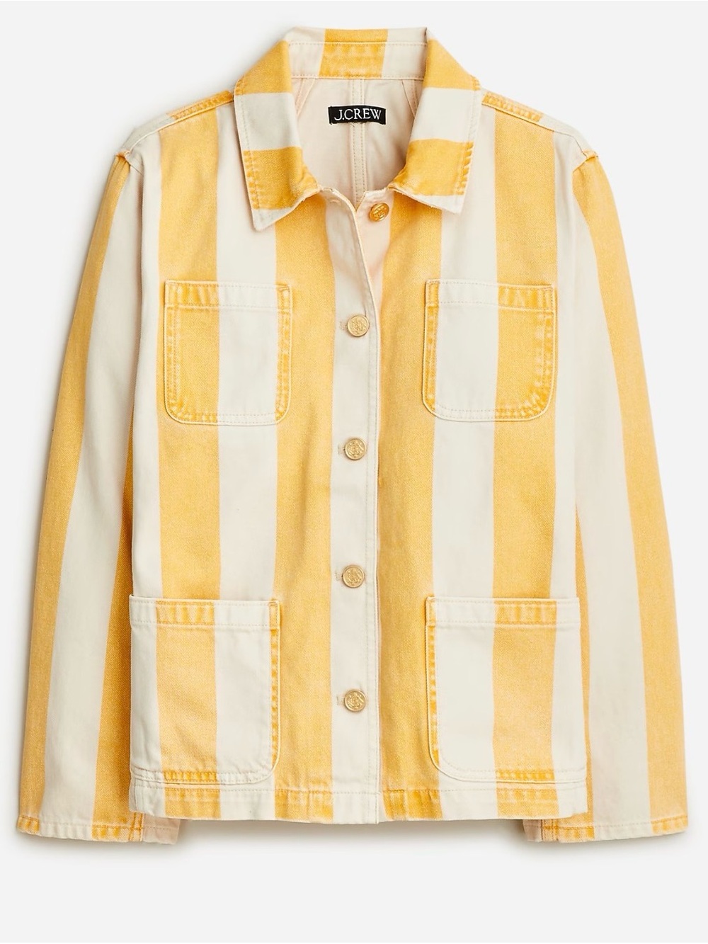 J. Crew Yellow and Cream Striped Cotton Jacket